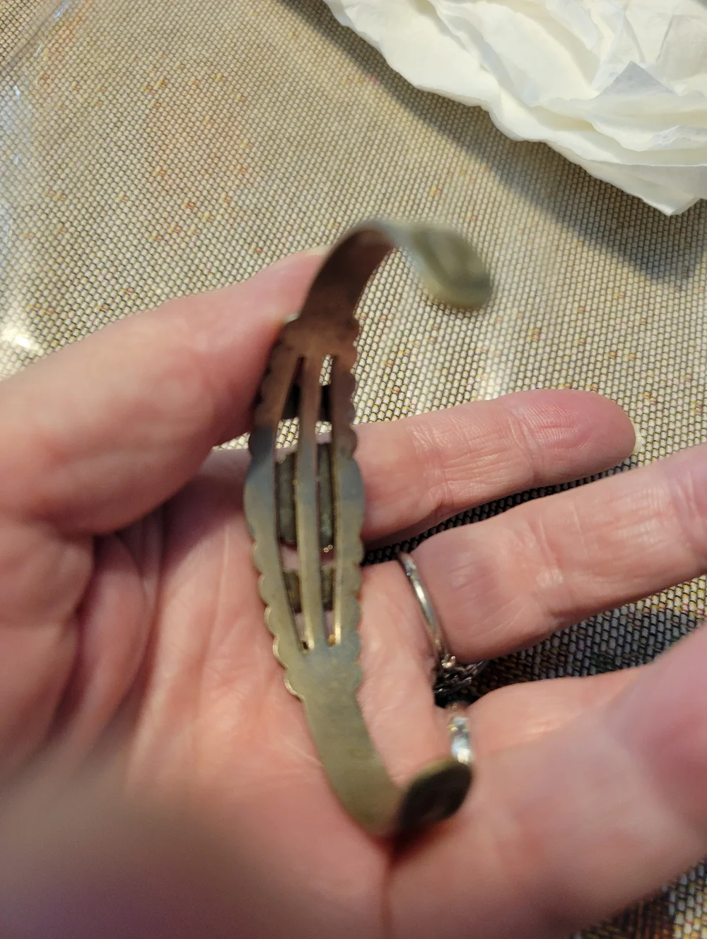 Vintage Handcrafted Turquoise Heart Silver Bracelet - Women's Jewelry - Picture 3 of 5